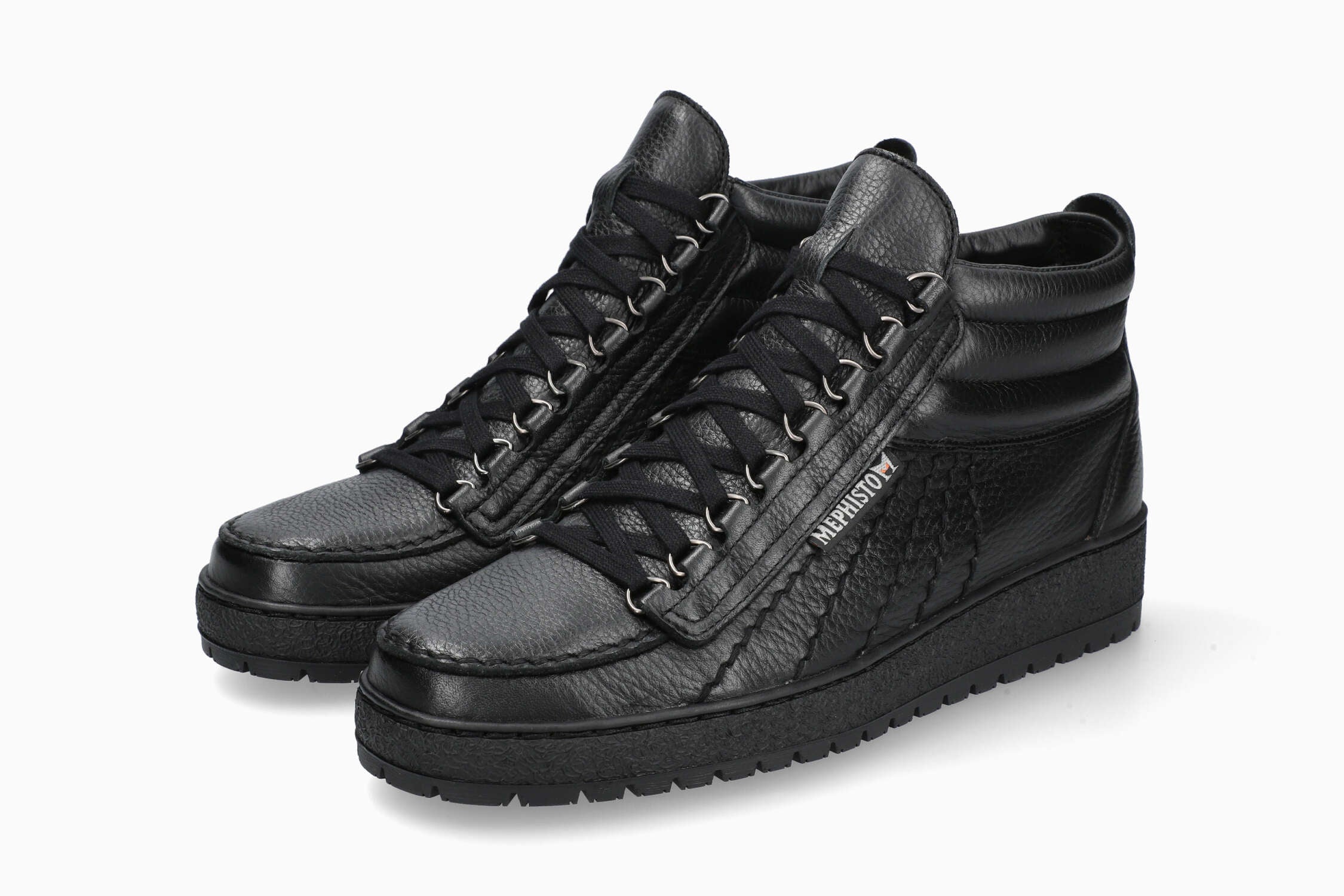 Mefisto ブラックメタル black l MEPHISTO RAINBOW MID | Men Originals Black Leather Smooth