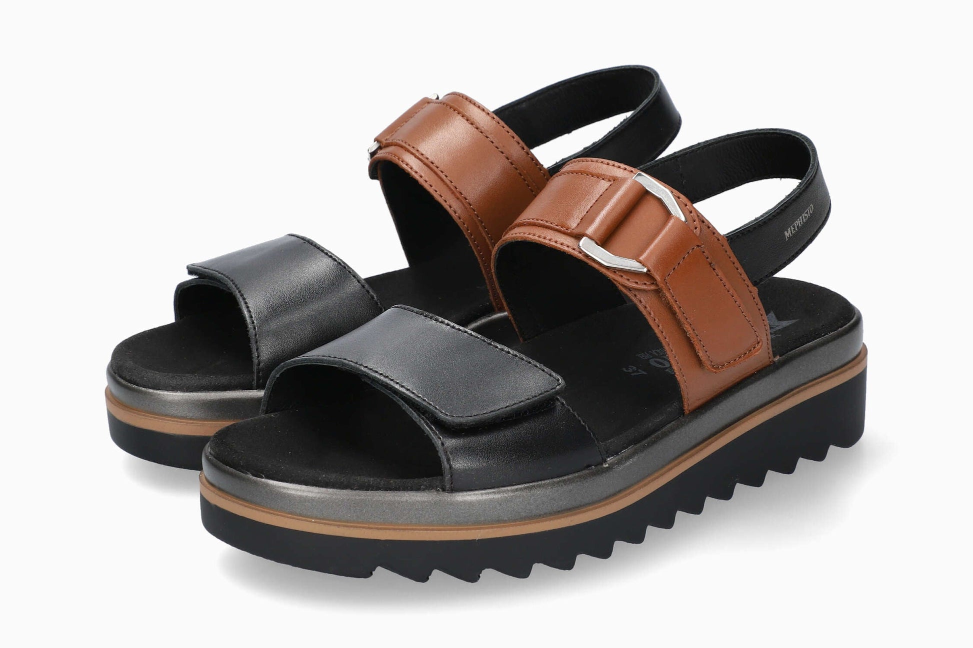 MEPHISTO DAKOTA Women Sandals Black Leather Smooth Mephisto Europe