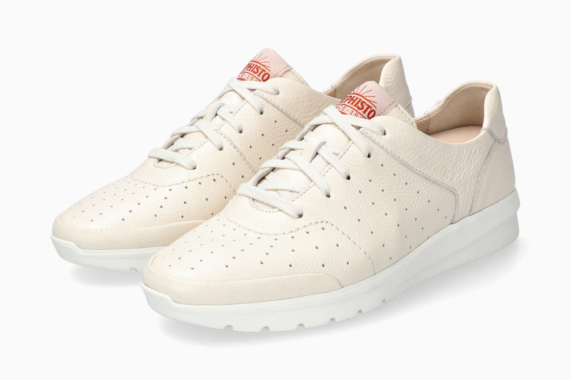 MEPHISTO MARILIS Femme Sneaker Beige Cuir Effet Craquele