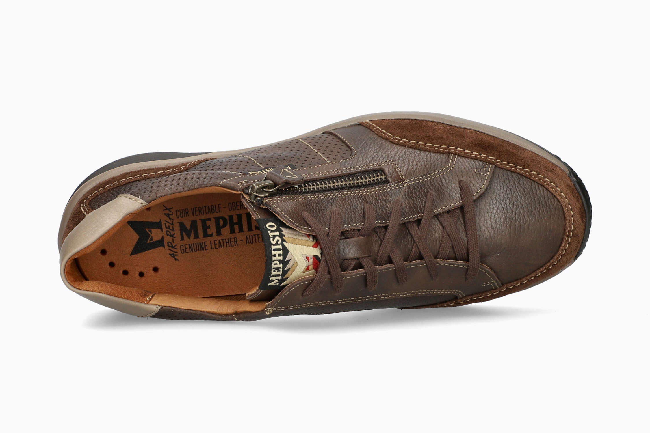 MEPHISTO SACCO | Man Sneaker Donker Kastanjebruin Leer Glad