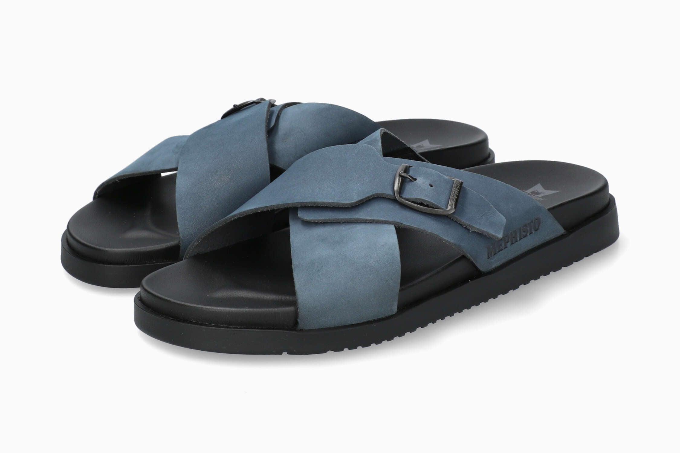 MEPHISTO GIULIO | Hombre Sandales Azul Oscuro Cuero Nubuck