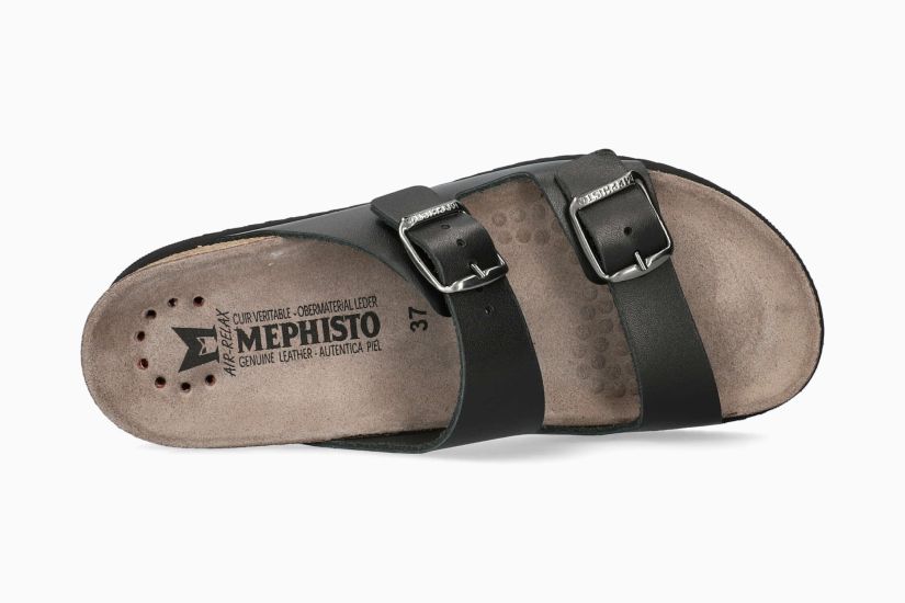 Mephisto Harmony Womens Ladies Black Zebra Leather Walking Slide Sandals 4-7.5 