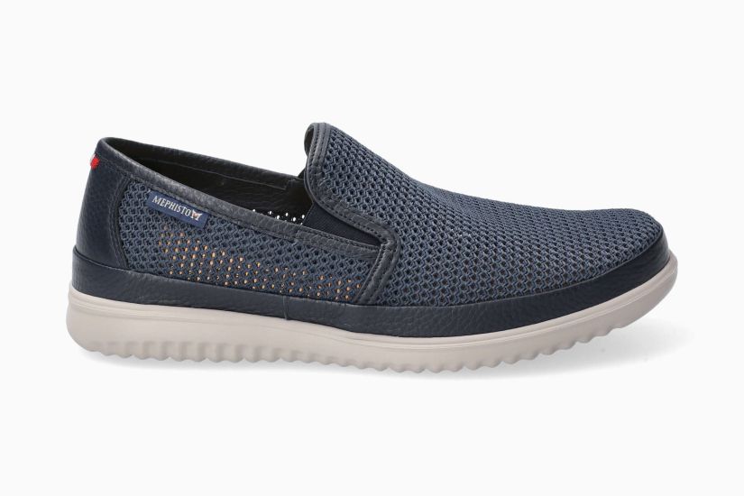 MEPHISTO TERRY | Herren Halbschuhe Dunkelblau Leder Textil Glatt
