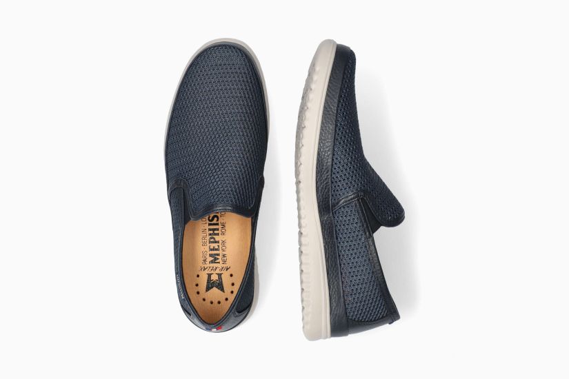 MEPHISTO TERRY | Herren Halbschuhe Dunkelblau Leder Textil Glatt