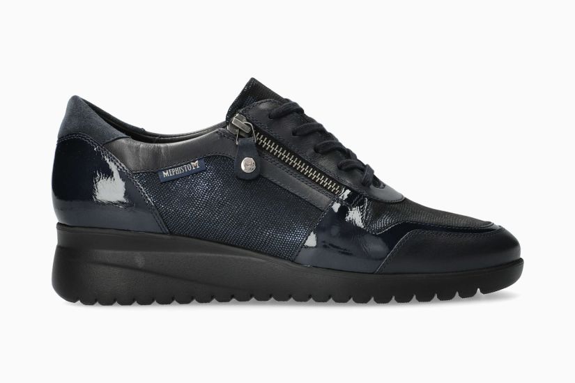 MEPHISTO IASMINA | Damen Sneaker Dunkelblau Leder Metallischer Phantasiedruck
