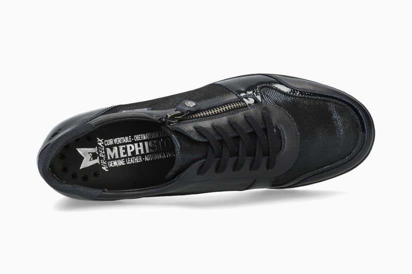 MEPHISTO IASMINA | Damen Sneaker Dunkelblau Leder Metallischer Phantasiedruck