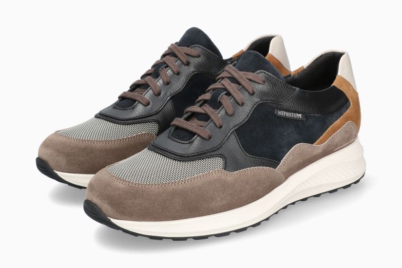 MEPHISTO DRISS | Herren Sneaker Grau Leder Textil Veloursleder