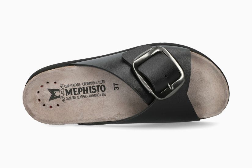 MEPHISTO HARIANA | Femme Sandales Voute Liege Noir Cuir Lisse