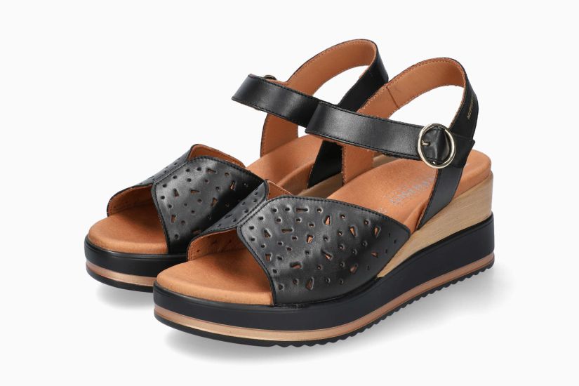 MEPHISTO SERAFIA | Damen Sandaletten Schwarz Leder Glatt