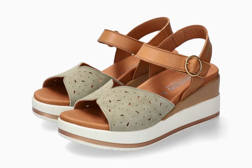 MEPHISTO SERAFIA | Damen Sandaletten GrÜn Leder Veloursleder