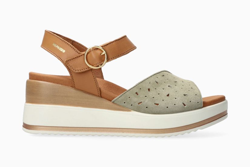 MEPHISTO SERAFIA | Damen Sandaletten GrÜn Leder Veloursleder