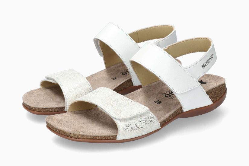 MEPHISTO AGAVE | Vrouwen Arch Sandalen Wit Leer Metallise