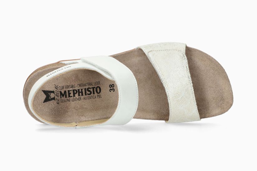 MEPHISTO AGAVE | Vrouwen Arch Sandalen Wit Leer Metallise