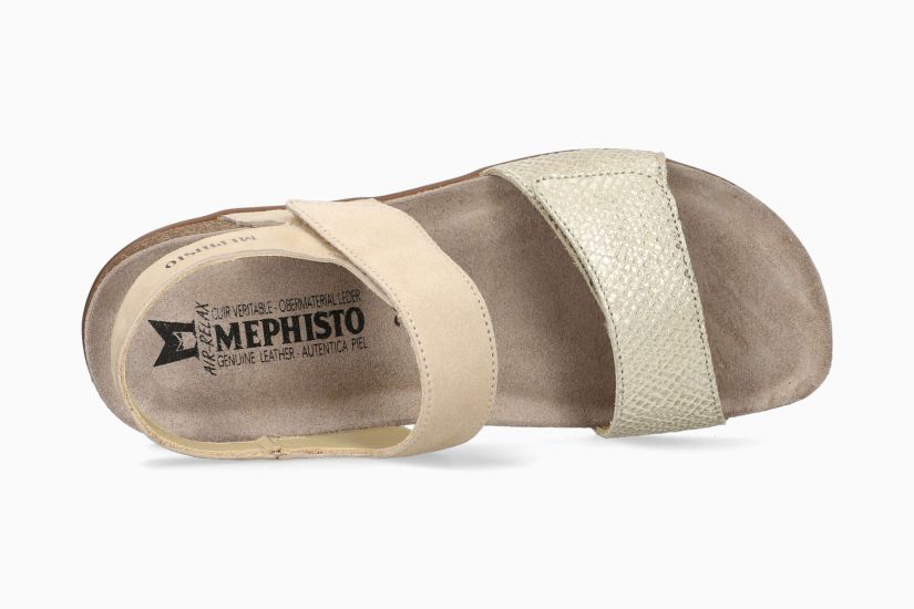 MEPHISTO AGAVE | Mujer Sandalas De Arco Beige Cuero Terciopelo