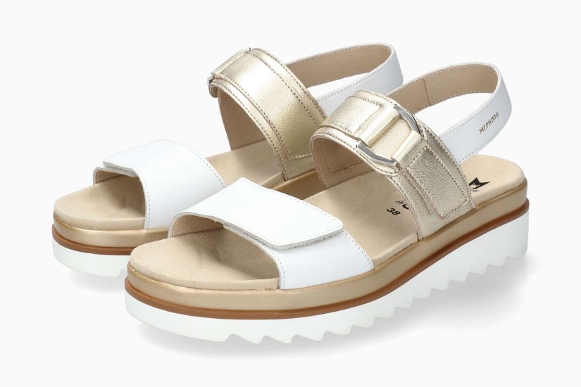MEPHISTO DAKOTA | Damen Sandalen Weiss Leder Metallik-look