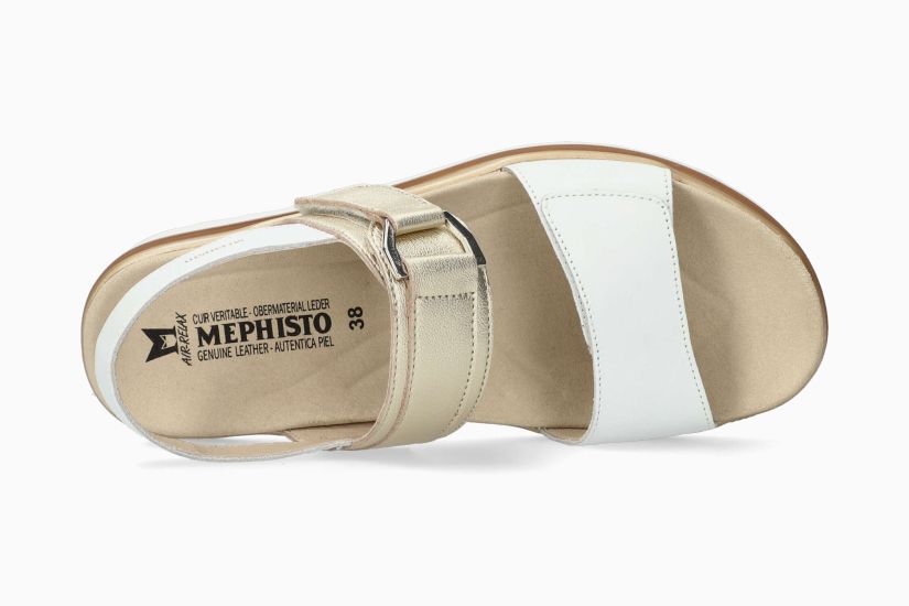 MEPHISTO DAKOTA | Damen Sandalen Weiss Leder Metallik-look