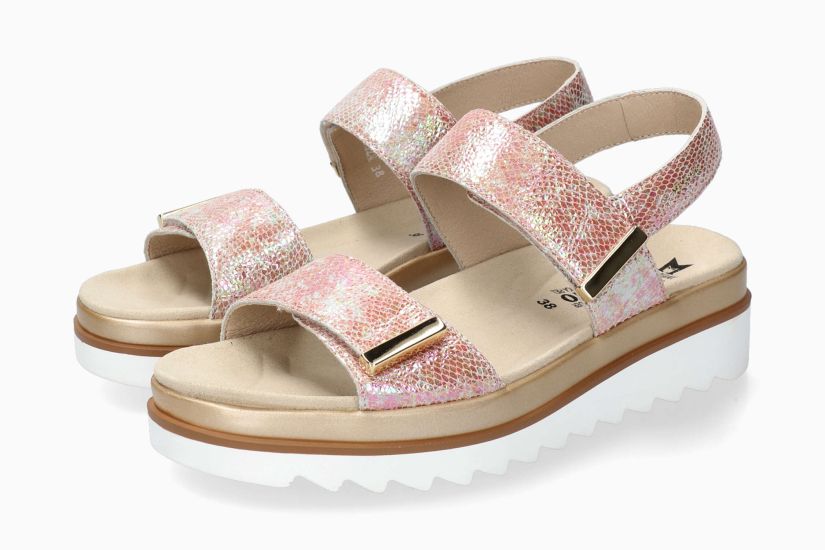 MEPHISTO DOMINICA | Femme Sandales Rose Cuir Impression Reptile