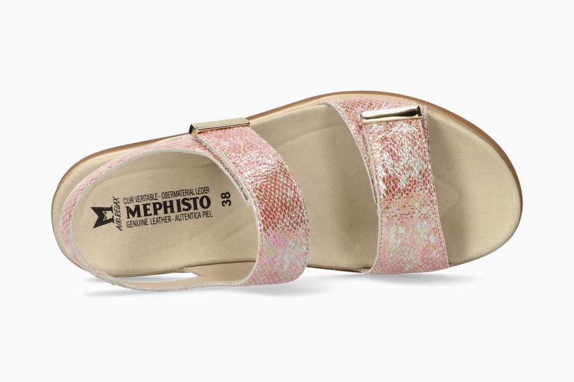 MEPHISTO DOMINICA | Femme Sandales Rose Cuir Impression Reptile