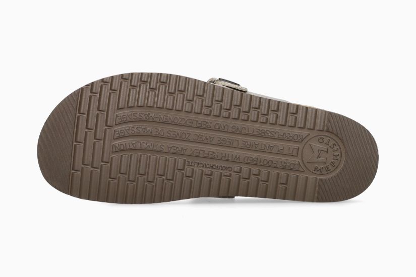 MEPHISTO HALINA | Damen Korkfußbettsandalen Metallic Leder Metallisierte Knitter-optik