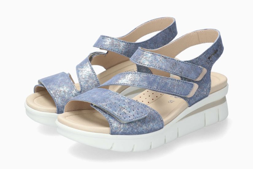 MEPHISTO RICIA | Damen Sandalen Blau Leder Metallik-look
