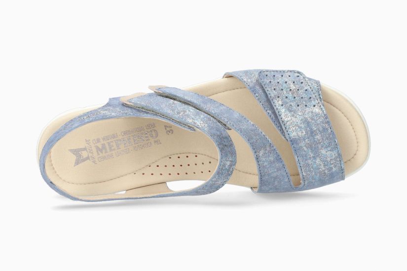 MEPHISTO RICIA | Damen Sandalen Blau Leder Metallik-look