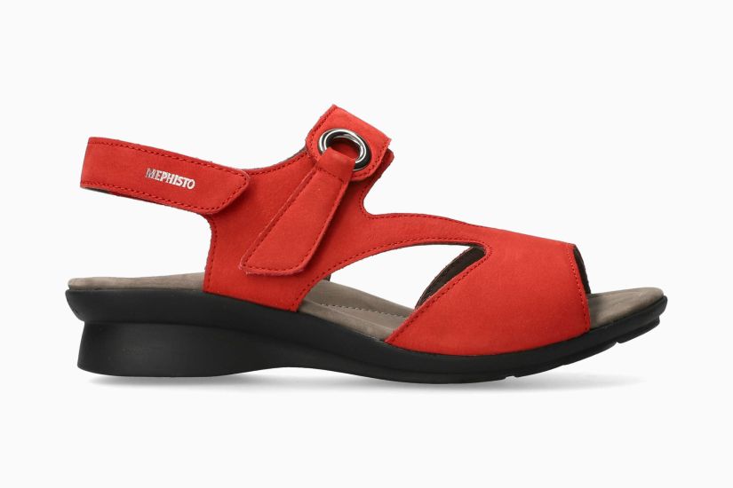 MEPHISTO PRISSIE | Femme Sandales Rouge Cuir Nubuck