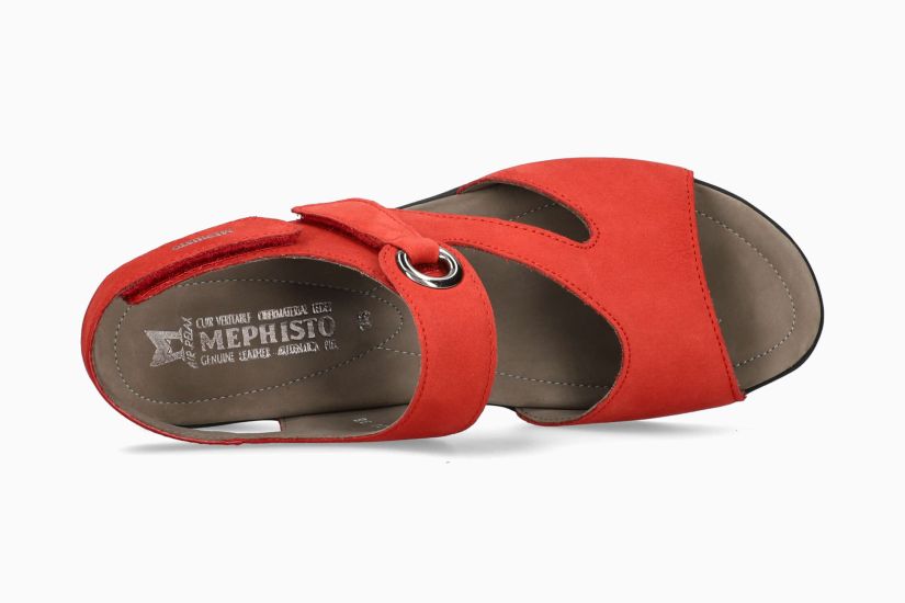 MEPHISTO PRISSIE | Femme Sandales Rouge Cuir Nubuck