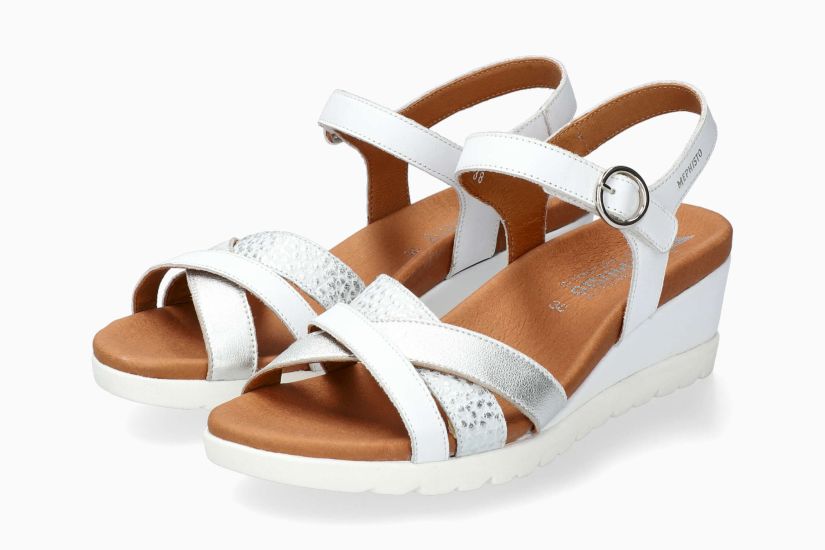 MEPHISTO YRENA | Damen Sandaletten Weiss Leder Glatt