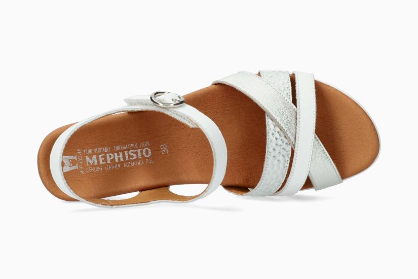 MEPHISTO YRENA | Damen Sandaletten Weiss Leder Glatt