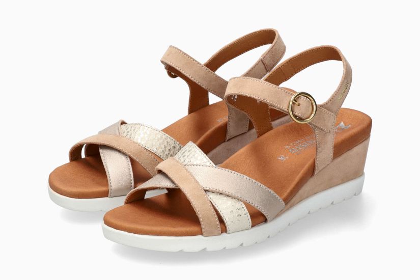 MEPHISTO YRENA | Damen Sandaletten Beige Leder Veloursleder