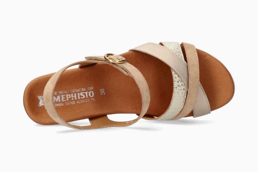 MEPHISTO YRENA | Damen Sandaletten Beige Leder Veloursleder