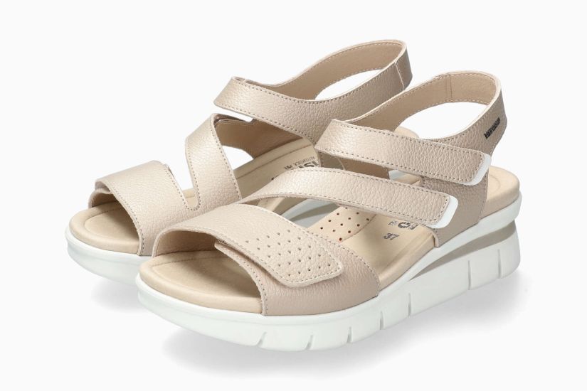MEPHISTO RICIA | Damen Sandalen Beige Leder Metallik-look