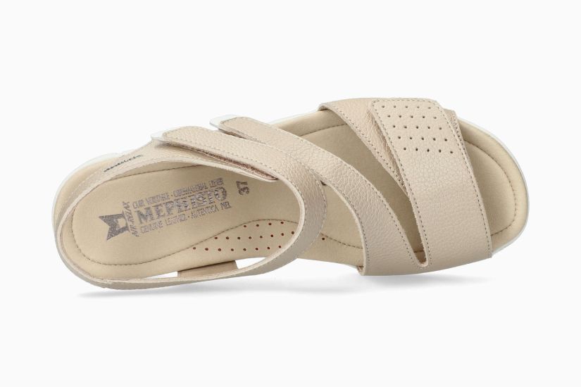 MEPHISTO RICIA | Damen Sandalen Beige Leder Metallik-look