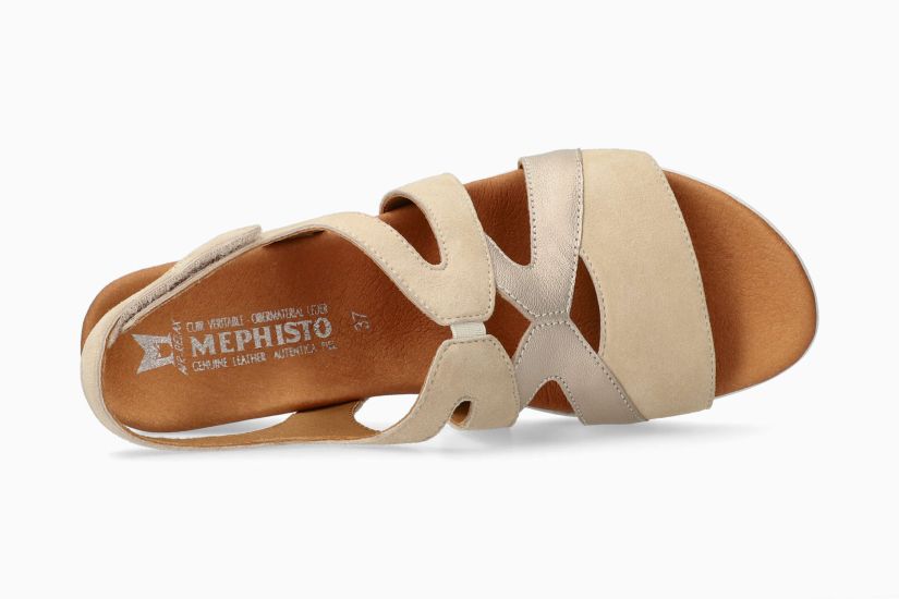 MEPHISTO YNES | Mujer Sandalias De TacÓn Alto Beige Cuero Terciopelo