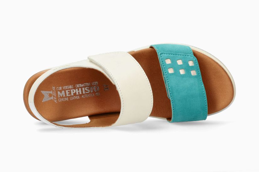 MEPHISTO SWENA N | Damen Sandaletten TÜrkis Leder Glatt