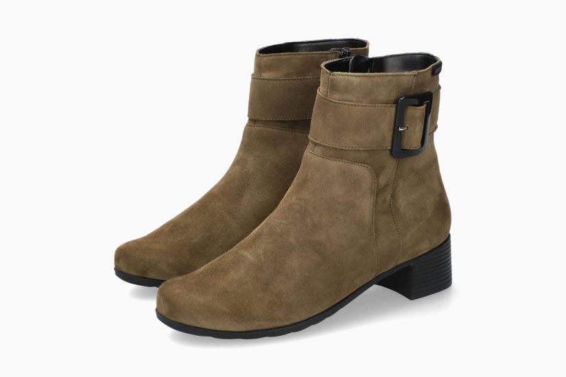 MEPHISTO GIANINA | Mujer Botas De Tacon Verde Cuero Terciopelo