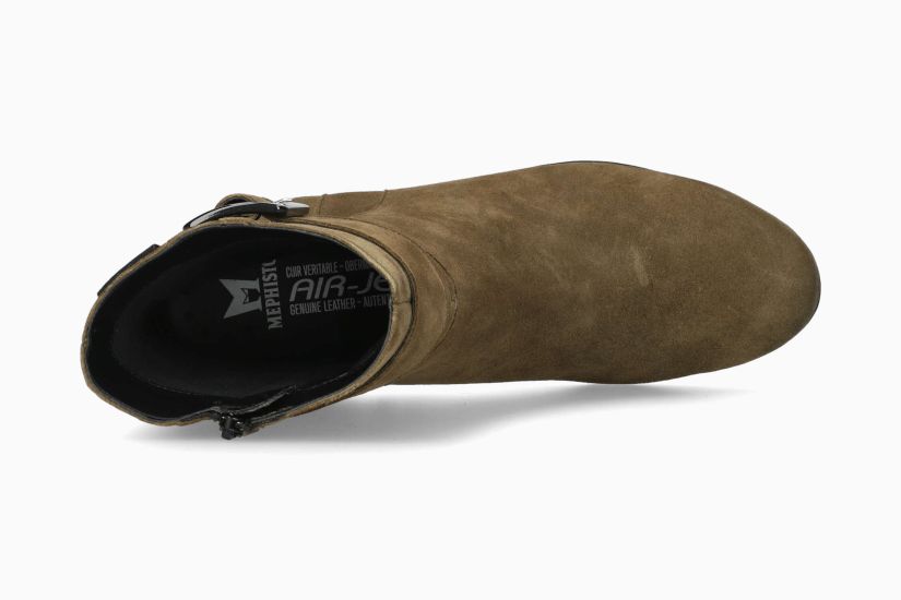 MEPHISTO GIANINA | Mujer Botas De Tacon Verde Cuero Terciopelo