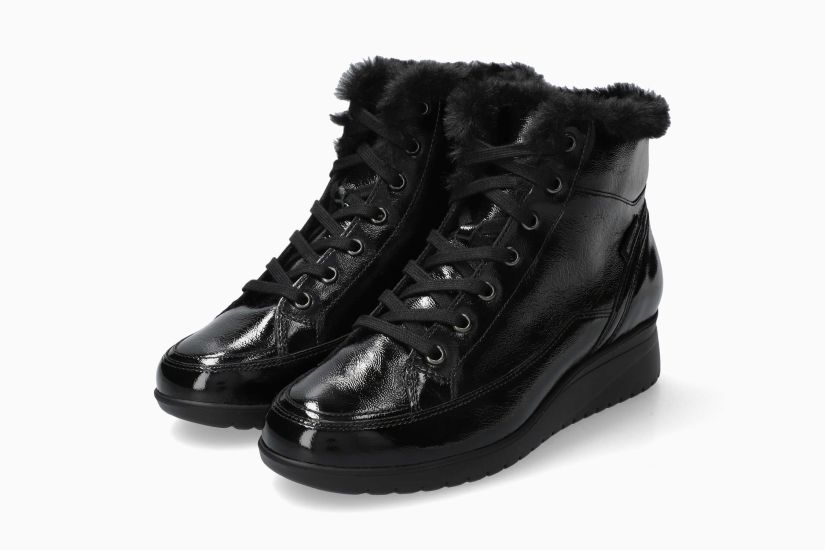 MEPHISTO ILKA | Mujer Bota Negro Cuero Barniz