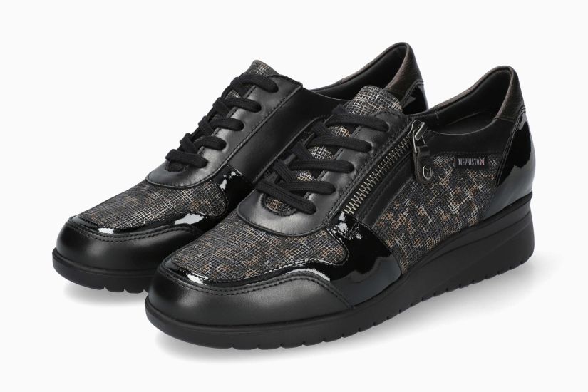 MEPHISTO IASMINA | Damen Sneaker Schwarz Leder Fantasy-print