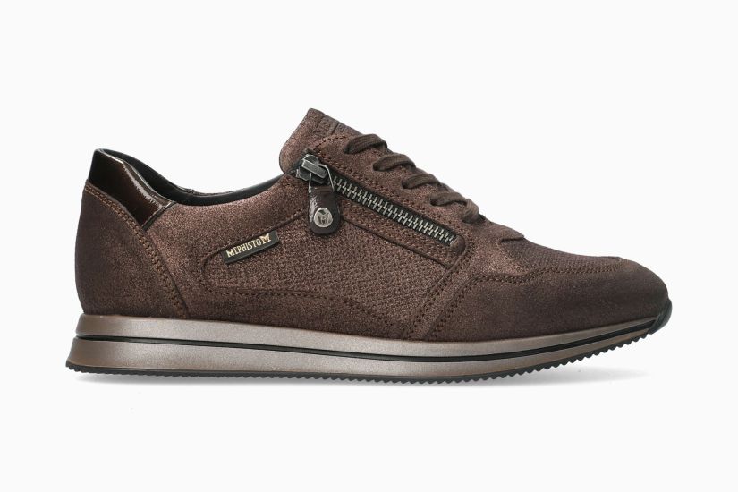 MEPHISTO LEENIE | Vrouwen Sneaker Kastanjebruin Leer Nacer Effect
