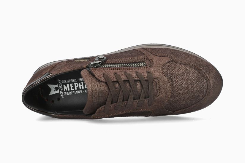 MEPHISTO LEENIE | Vrouwen Sneaker Kastanjebruin Leer Nacer Effect