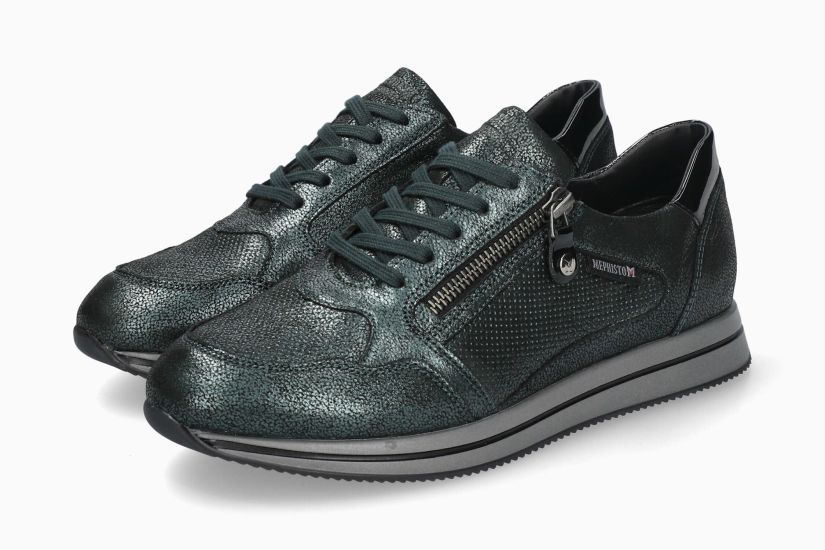 MEPHISTO LEENIE | Vrouwen Sneaker Groen Leer Metallisatiezoek