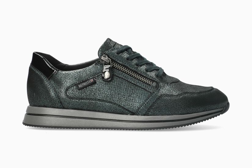 MEPHISTO LEENIE | Vrouwen Sneaker Groen Leer Metallisatiezoek