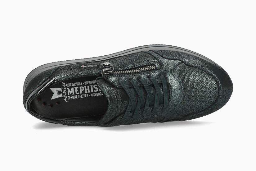 MEPHISTO LEENIE | Vrouwen Sneaker Groen Leer Metallisatiezoek