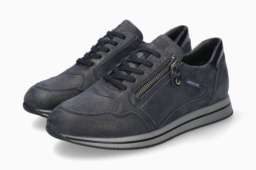 MEPHISTO LEENIE | Vrouwen Sneaker Donkerblauw Leer Metallisatiezoek