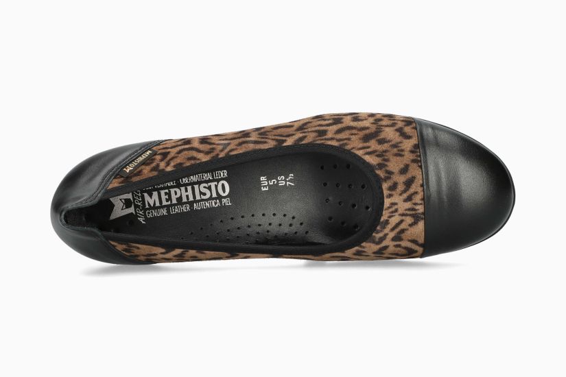 MEPHISTO ERIKA | Vrouwen Ballerines Zwart Leer Dierprint