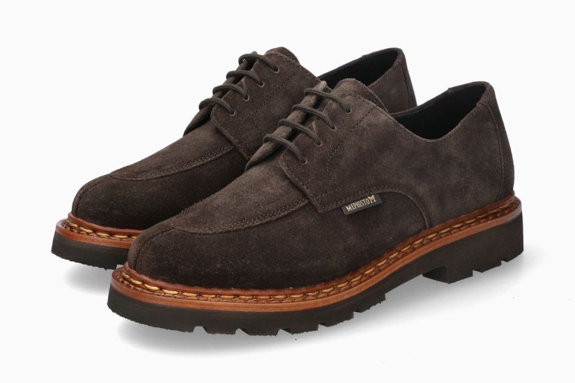 MEPHISTO SOLINE | Mujer Cosido Goodyear / Noruega MarrÓn Oscuro Cuero Terciopelo
