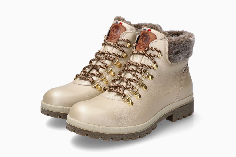 MEPHISTO ZELDA | Mujer Bota Beige Cuero Efecto Agrietados