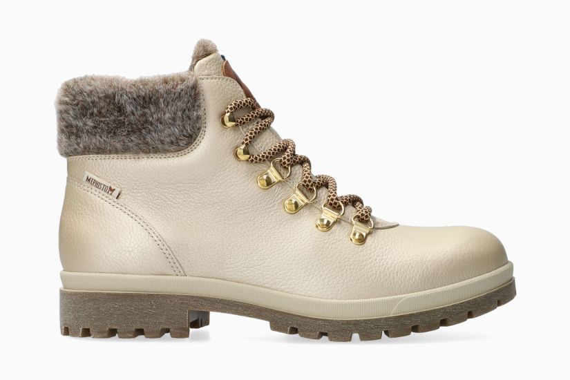 MEPHISTO ZELDA | Mujer Bota Beige Cuero Efecto Agrietados