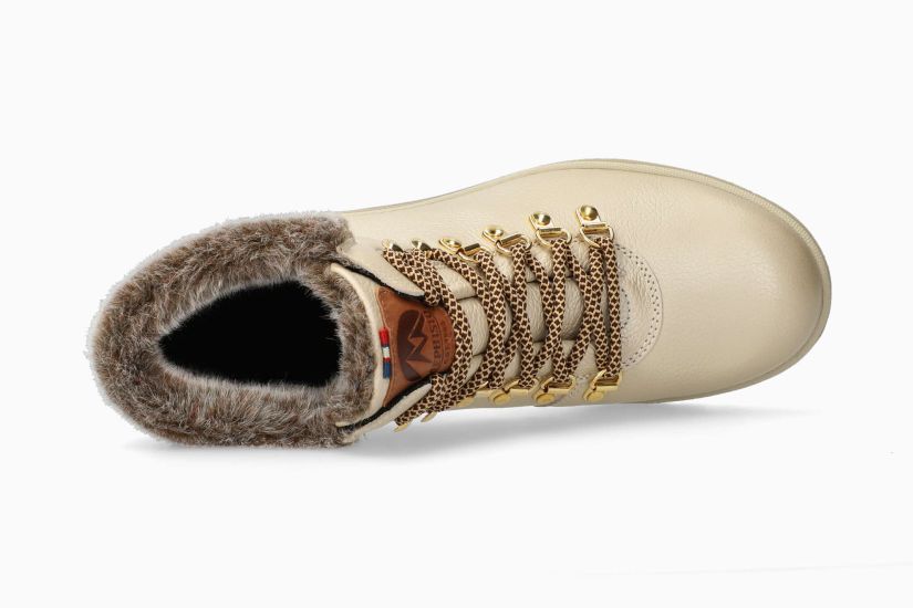 MEPHISTO ZELDA | Mujer Bota Beige Cuero Efecto Agrietados